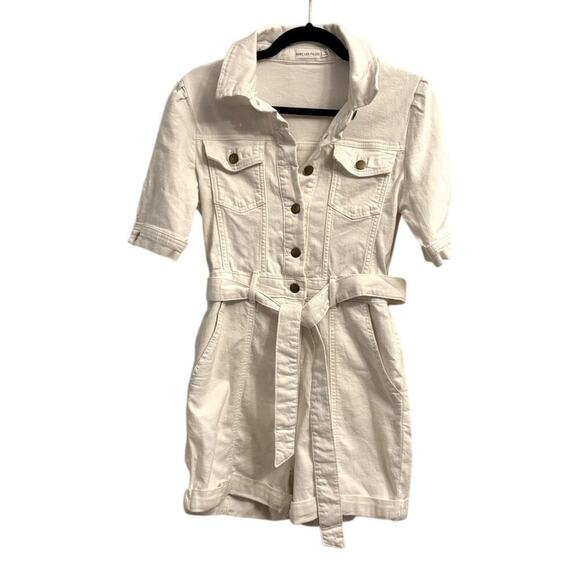 Avec Les Filles White Denim Romper Small - Picture 1 of 3